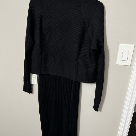 Amazon Black Two Piece Ribbed Knit Sweater Dress - Picture 3 of 4